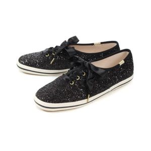 Keds x kate spade new york Champion Black Glitter Ribbon Sneaker Sz 7.5